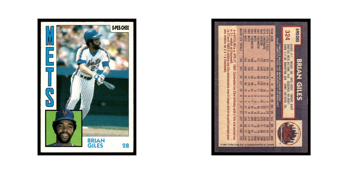 Brian Giles 1984 O-Pee-Chee #324 New York Mets Baseball Card EX