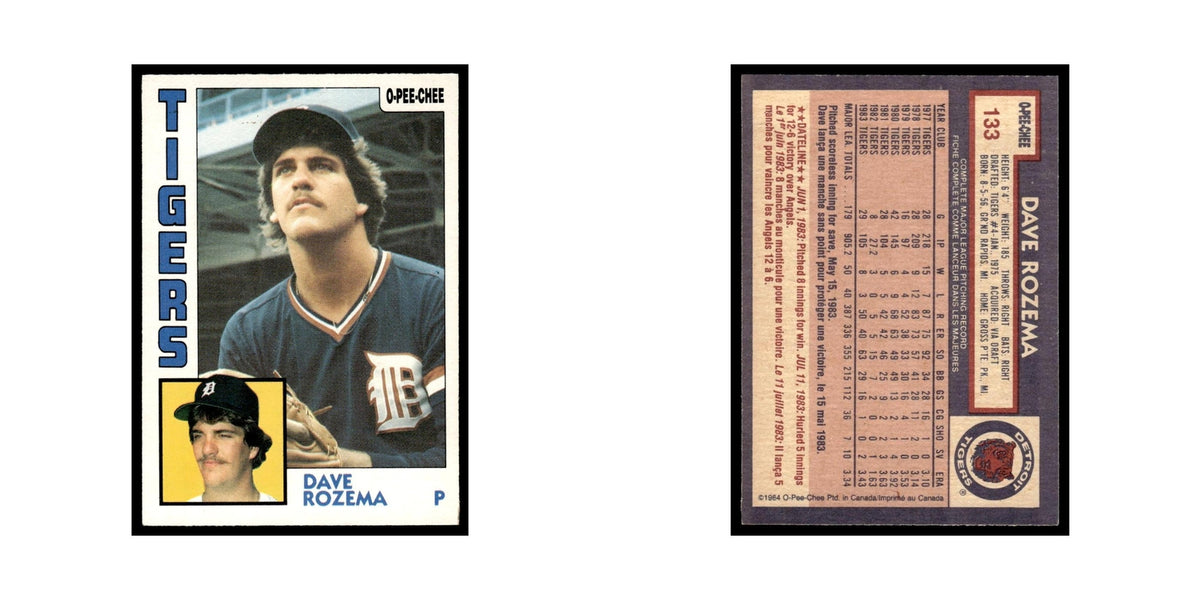 Dave Rozema 1984 O-Pee-Chee #133 Detroit Tigers Baseball Card EX