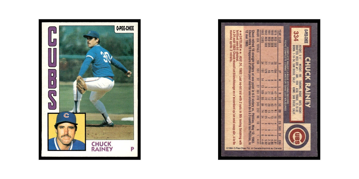 Chuck Rainey 1984 O-Pee-Chee #334 Chicago Cubs Baseball Card EX