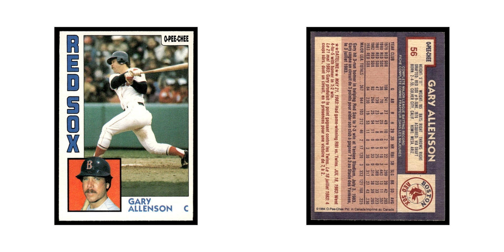 Gary Allenson 1984 O-Pee-Chee #56 Boston Red Sox Baseball Card EX