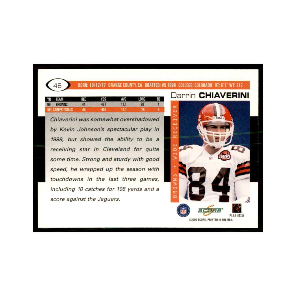 Darrin Chiaverini 2000 Score #46 Football Cards Football Card NM