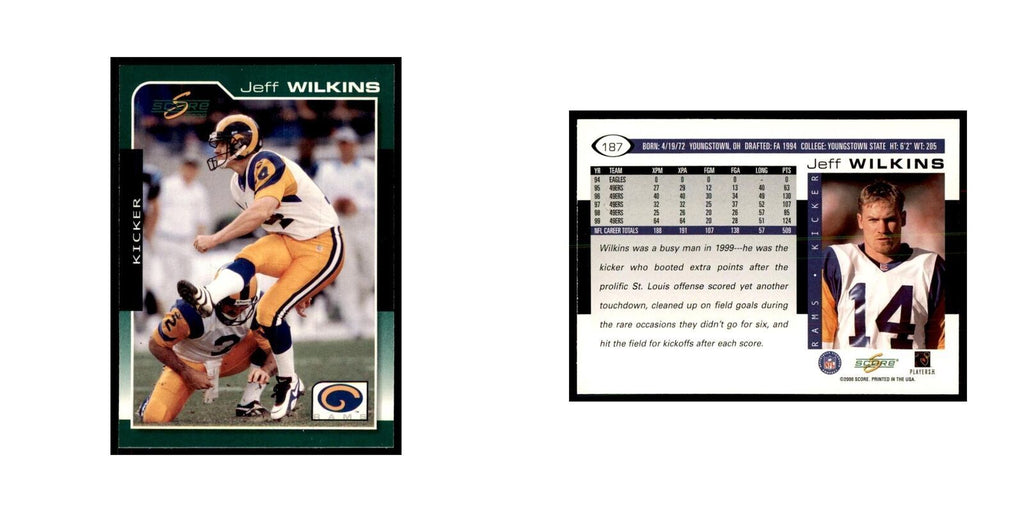 Jeff Wilkins 2000 Score #187 Football Cards Football Card NM