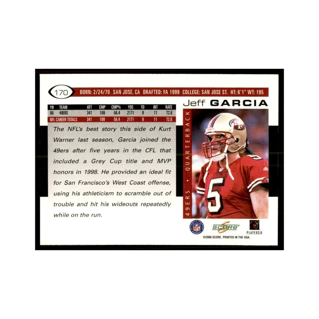 Jeff Garcia 2000 Score #170 Football Card NM