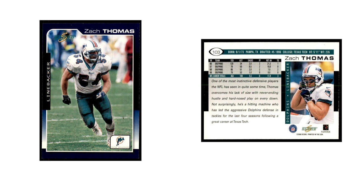Zach Thomas 2000 Score #103 Football Cards Football Card NM