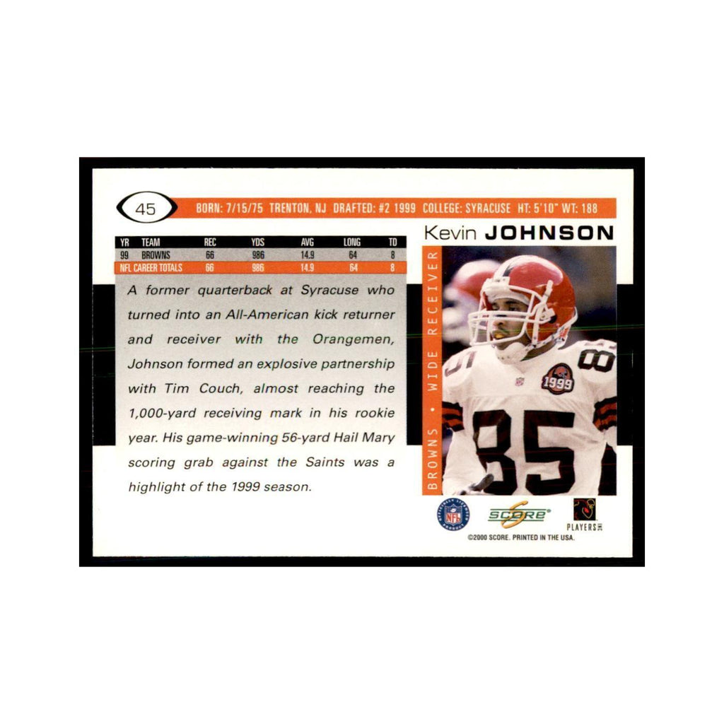 Kevin Johnson 2000 Score #45 Football Cards Football Card NM
