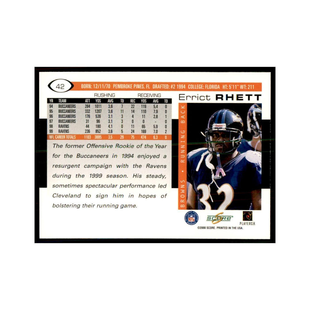 Errict Rhett 2000 Score #42 Football Cards Football Card NM