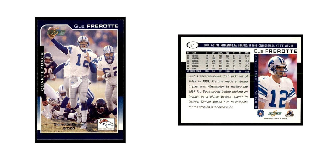 Gus Frerotte 2000 Score #61 Football Card NM