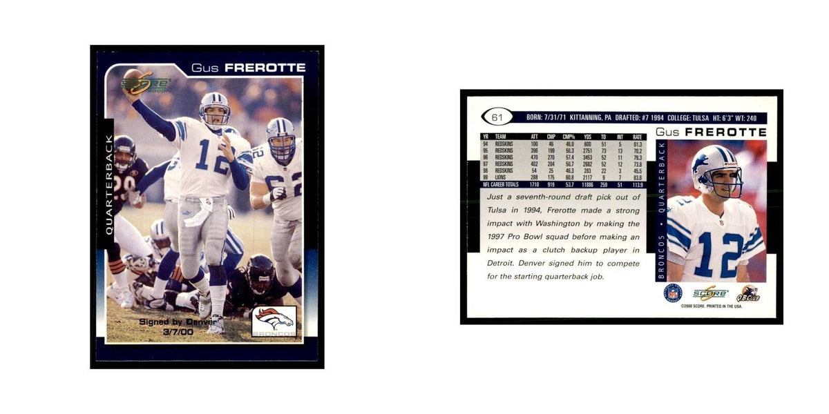 Gus Frerotte 2000 Score #61 Football Card NM