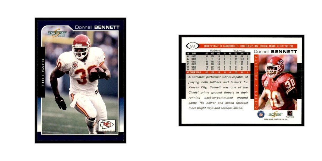 Donnell Bennett 2000 Score #93 Football Cards Football Card NM