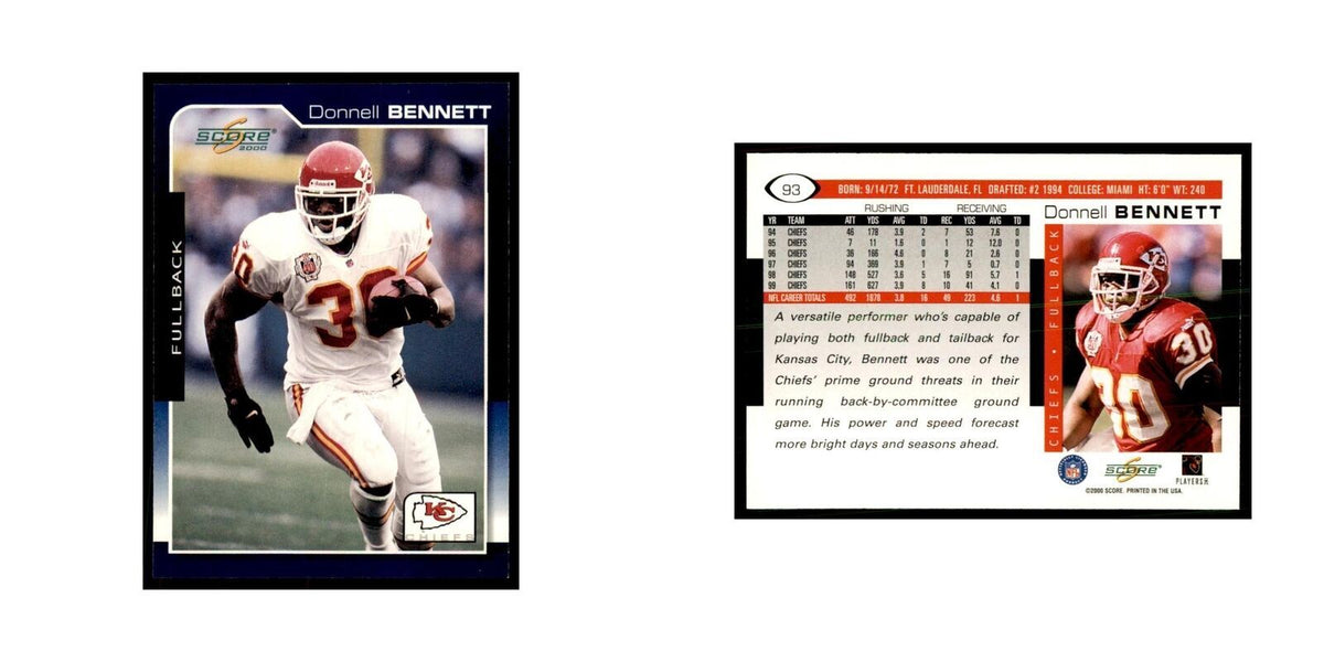 Donnell Bennett 2000 Score #93 Football Cards Football Card NM