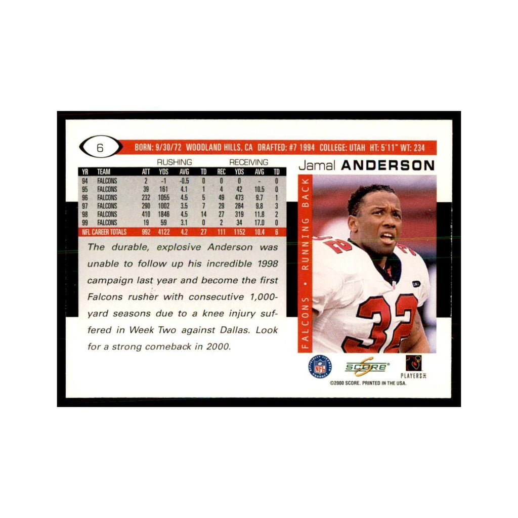 Jamal Anderson 2000 Score #6 Football Cards Football Card NM