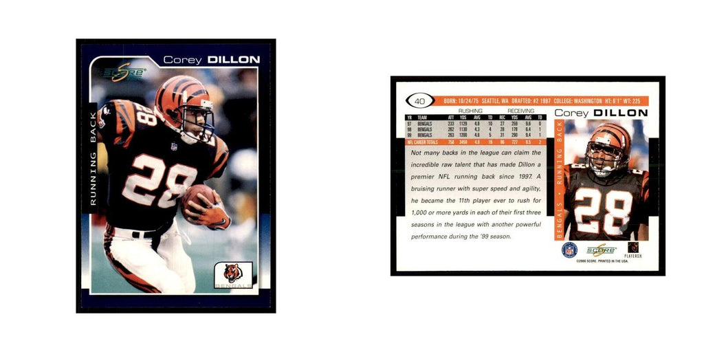 Corey Dillon 2000 Score #40 Football Cards Football Card NM