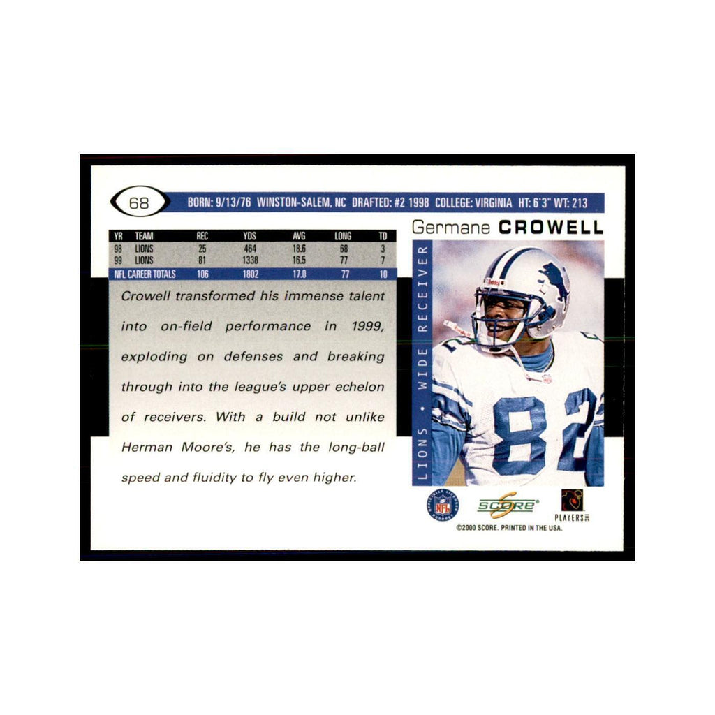 Germane Crowell 2000 Score #68 Football Cards Football Card NM