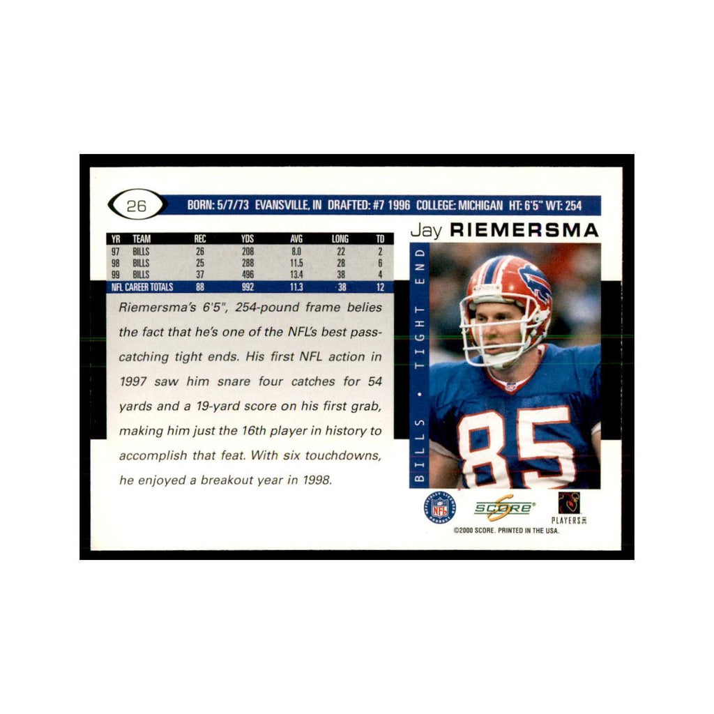 Jay Riemersma 2000 Score #26 Football Cards Football Card NM
