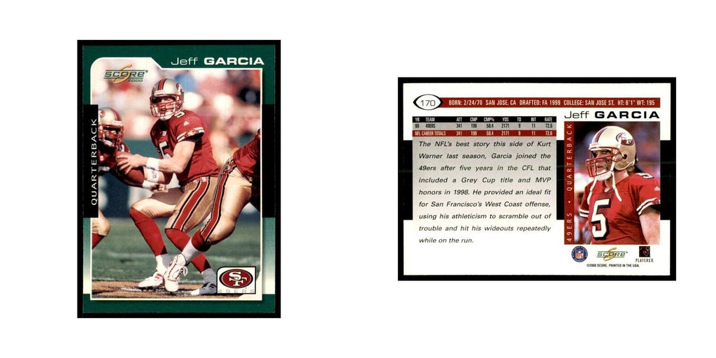 Jeff Garcia 2000 Score #170 Football Cards Football Card NM