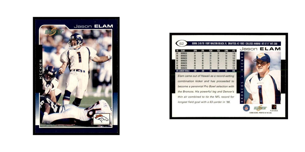 Jason Elam 2000 Score #62 Football Cards Football Card NM
