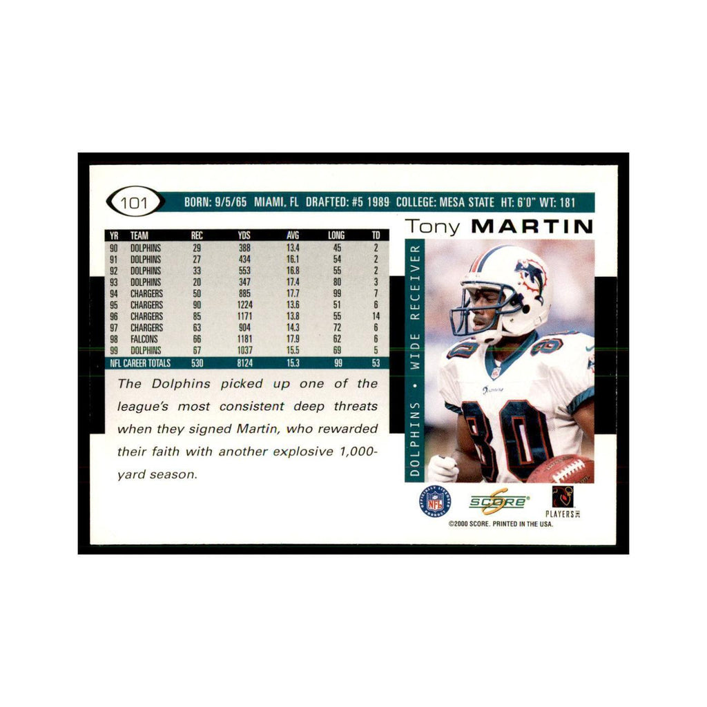 Tony Martin 2000 Score #101 Football Cards Football Card NM