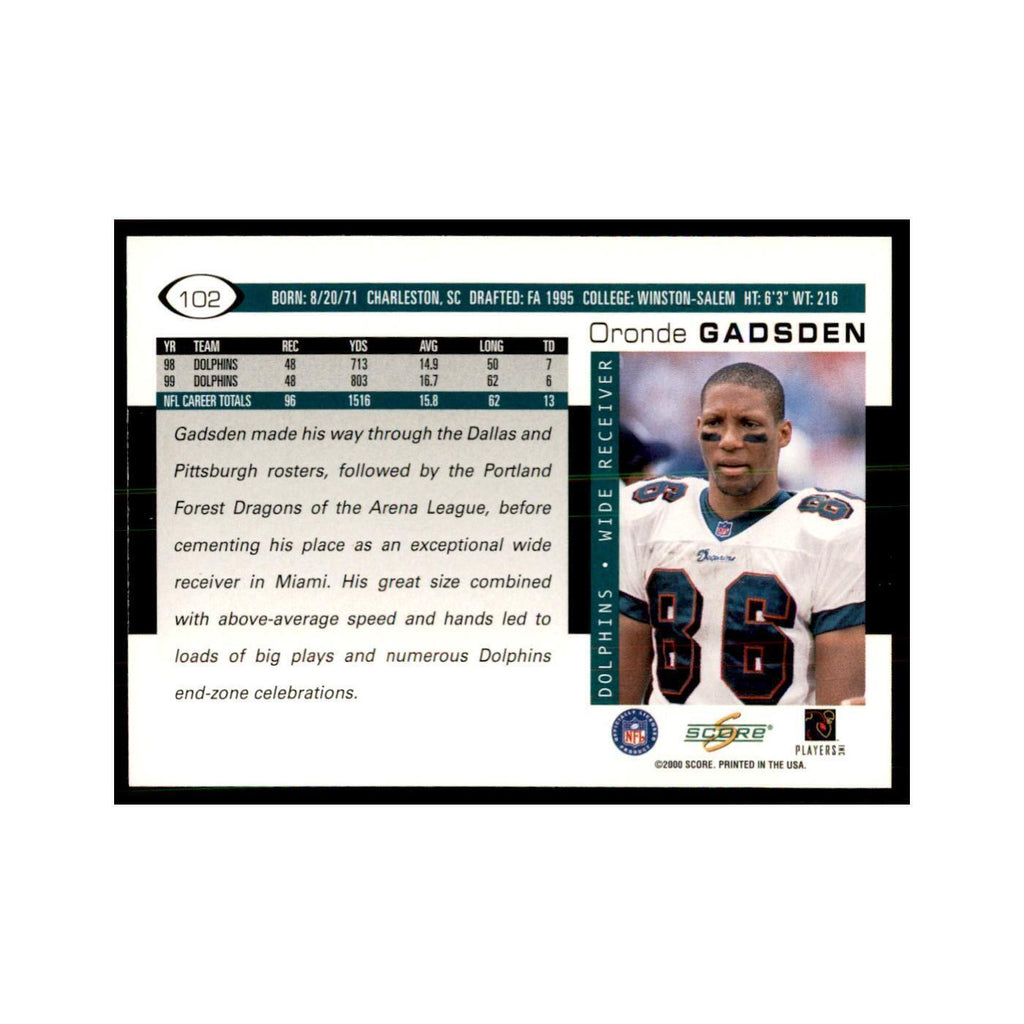 Oronde Gadsden 2000 Score #102 Football Card NM