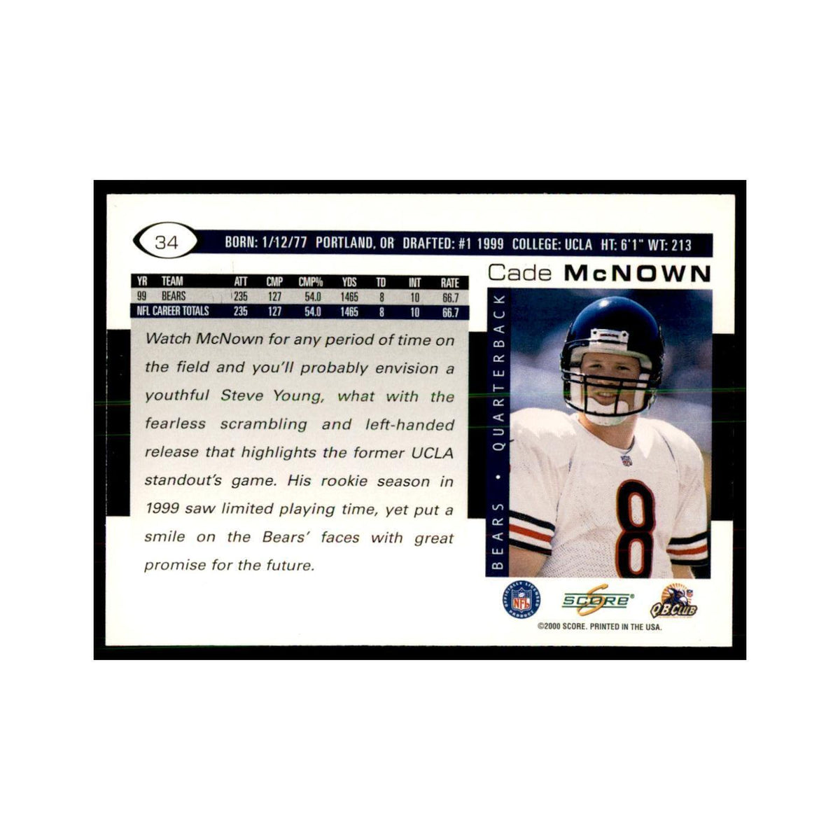 Cade McNown 2000 Score #34 Football Cards Football Card NM