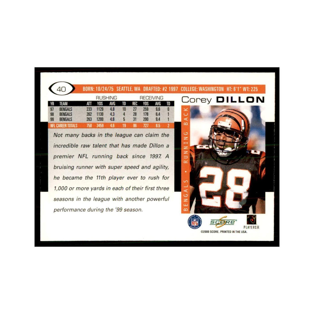 Corey Dillon 2000 Score #40 Football Cards Football Card NM