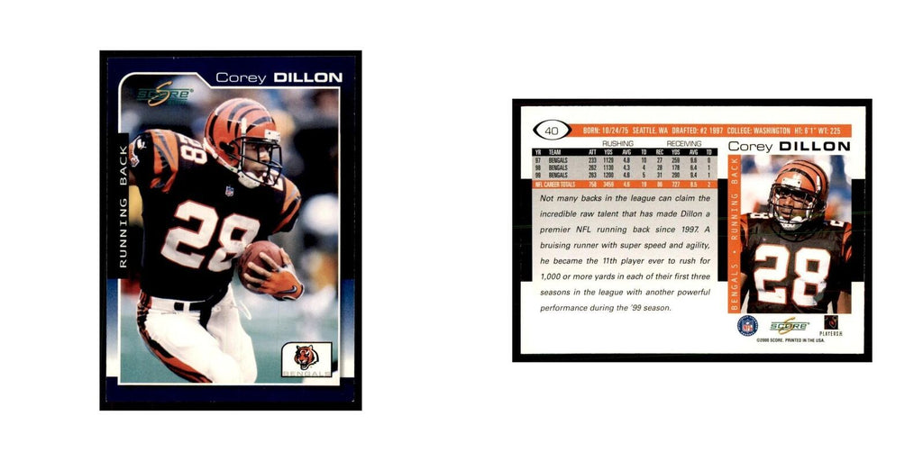 Corey Dillon 2000 Score #40 Football Cards Football Card NM