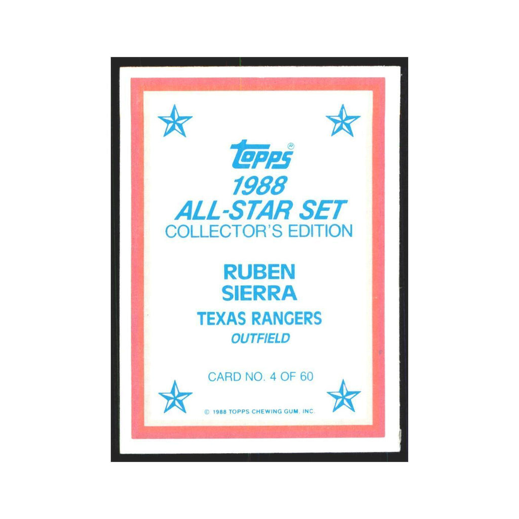 Ruben Sierra 1988 Topps All Stars #4 Texas Rangers Baseball Card NM