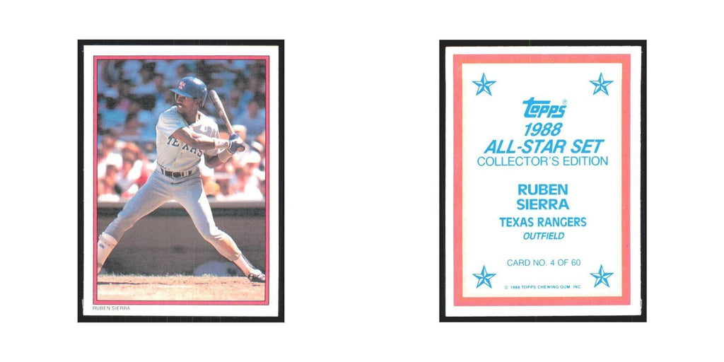 Ruben Sierra 1988 Topps All Stars #4 Texas Rangers Baseball Card NM