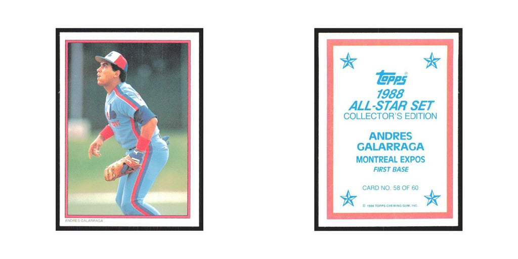 Andres Galarraga 1988 Topps All Stars #58 Montreal Expos Baseball Card NM