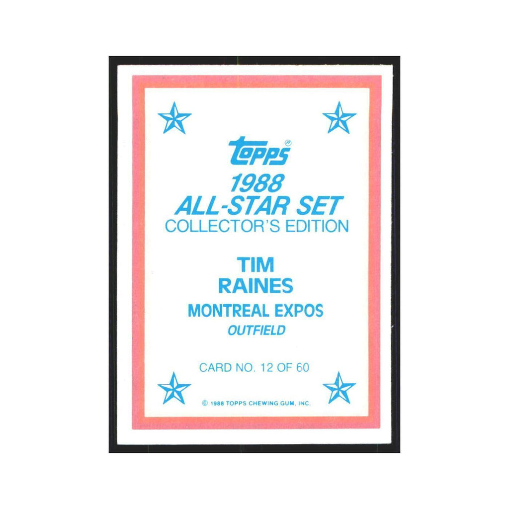 Tim Raines 1988 Topps All Stars #12 Montreal Expos Baseball Card NM