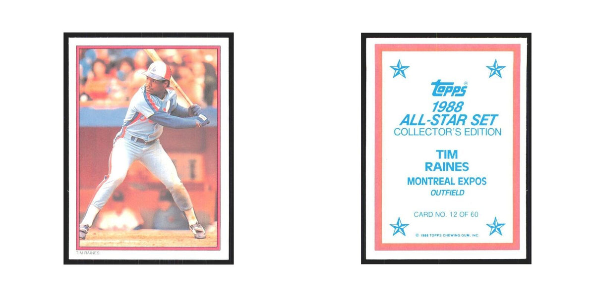 Tim Raines 1988 Topps All Stars #12 Montreal Expos Baseball Card NM