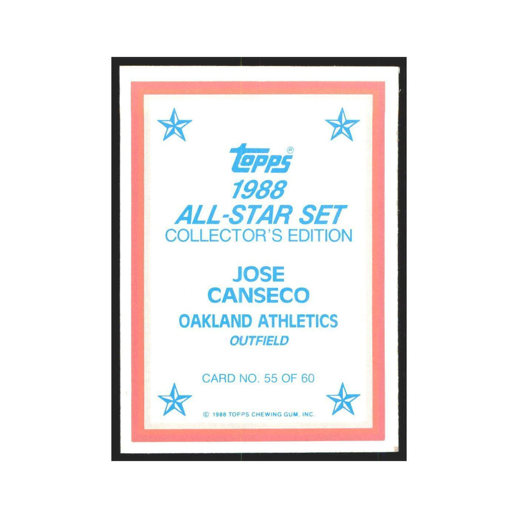Jose Canseco 1988 Topps All Stars #55 Oakland Athletics Baseball Card NM