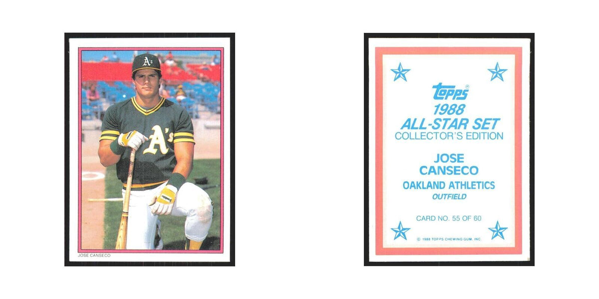 Jose Canseco 1988 Topps All Stars #55 Oakland Athletics Baseball Card NM