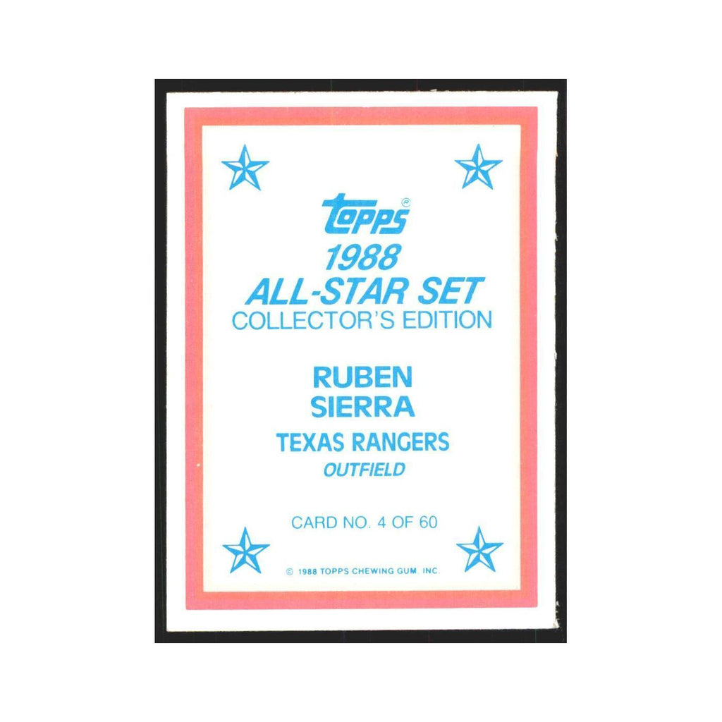 Ruben Sierra 1988 Topps All Stars #4 Texas Rangers Baseball Card NM