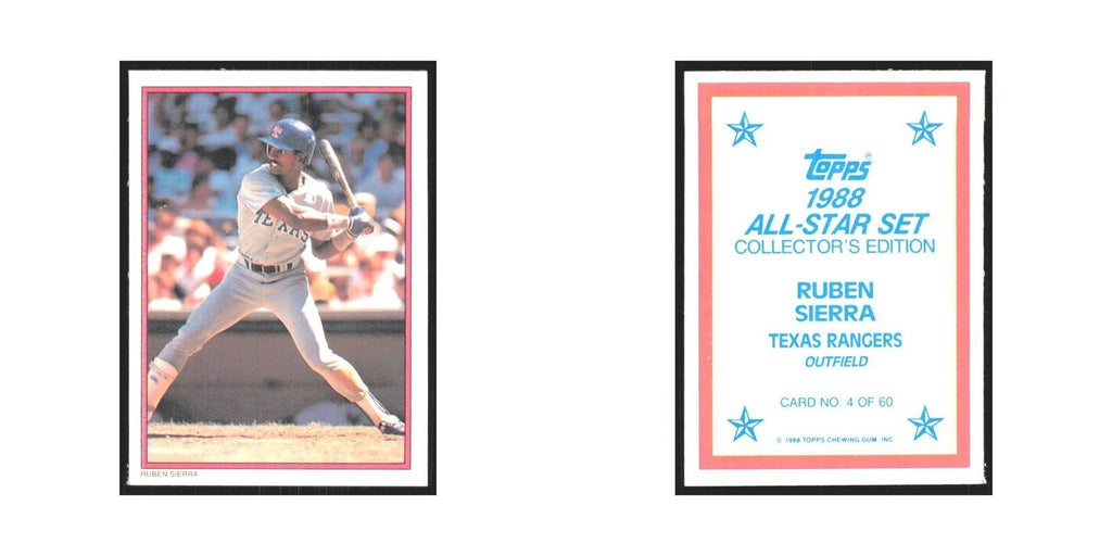 Ruben Sierra 1988 Topps All Stars #4 Texas Rangers Baseball Card NM