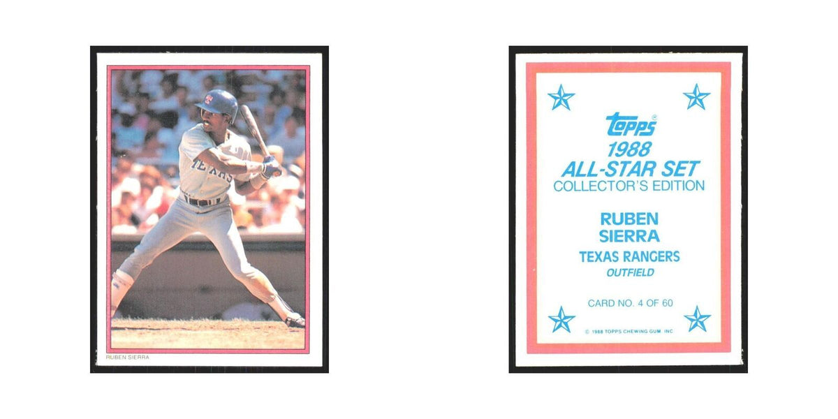 Ruben Sierra 1988 Topps All Stars #4 Texas Rangers Baseball Card NM