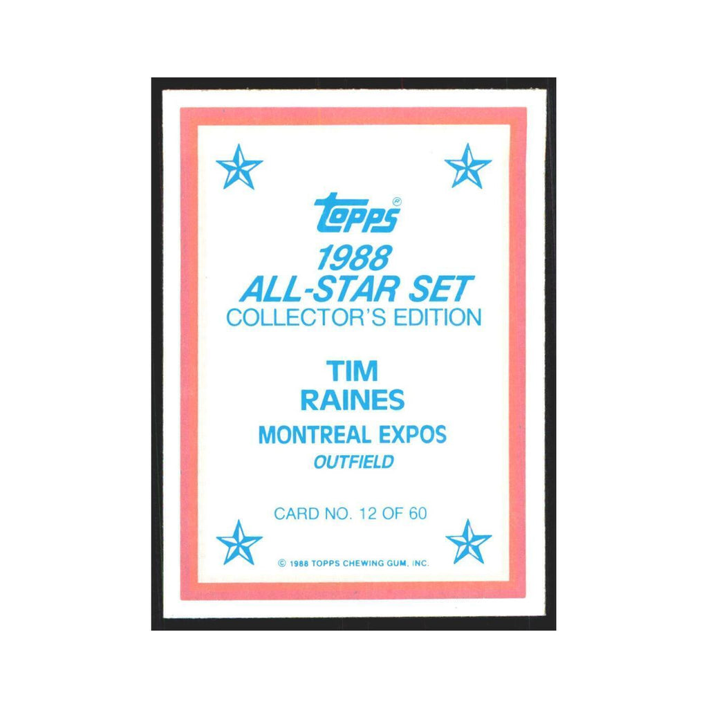 Tim Raines 1988 Topps All Stars #12 Montreal Expos Baseball Card NM