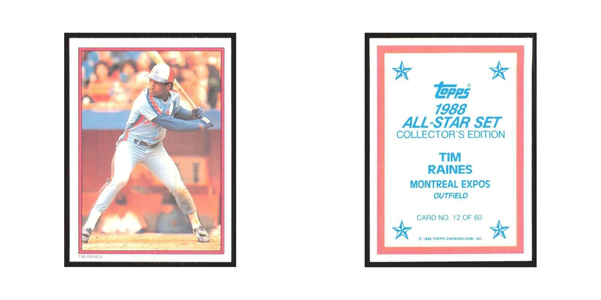 Tim Raines 1988 Topps All Stars #12 Montreal Expos Baseball Card NM