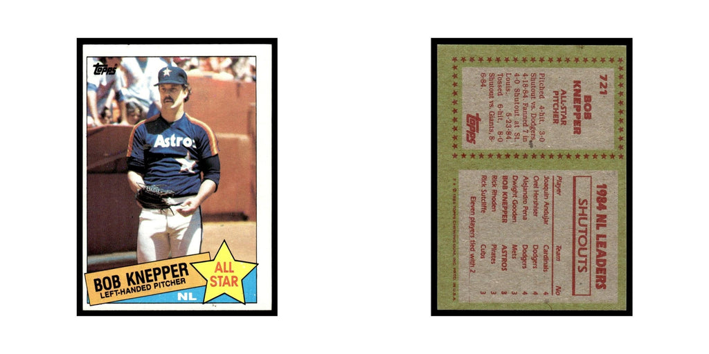 Bob Knepper 1985 Topps #721 Houston Astros Baseball Card EX