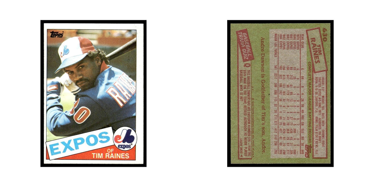 Tim Raines 1985 Topps #630 Montreal Expos Baseball Card EX