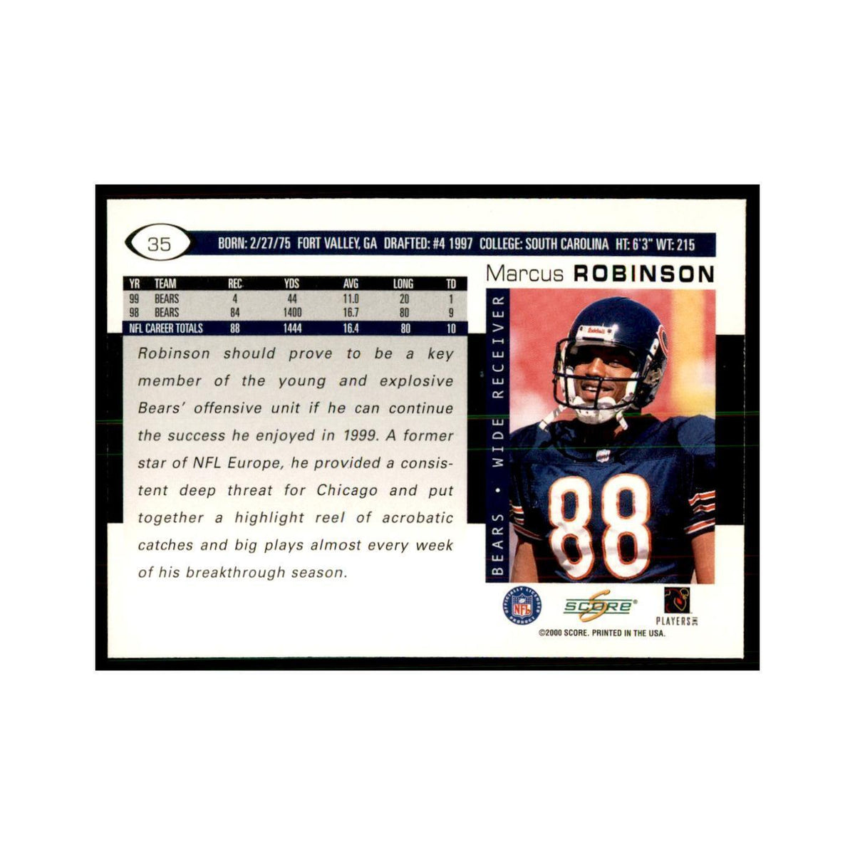 Marcus Robinson 2000 Score #35 Football Card NM