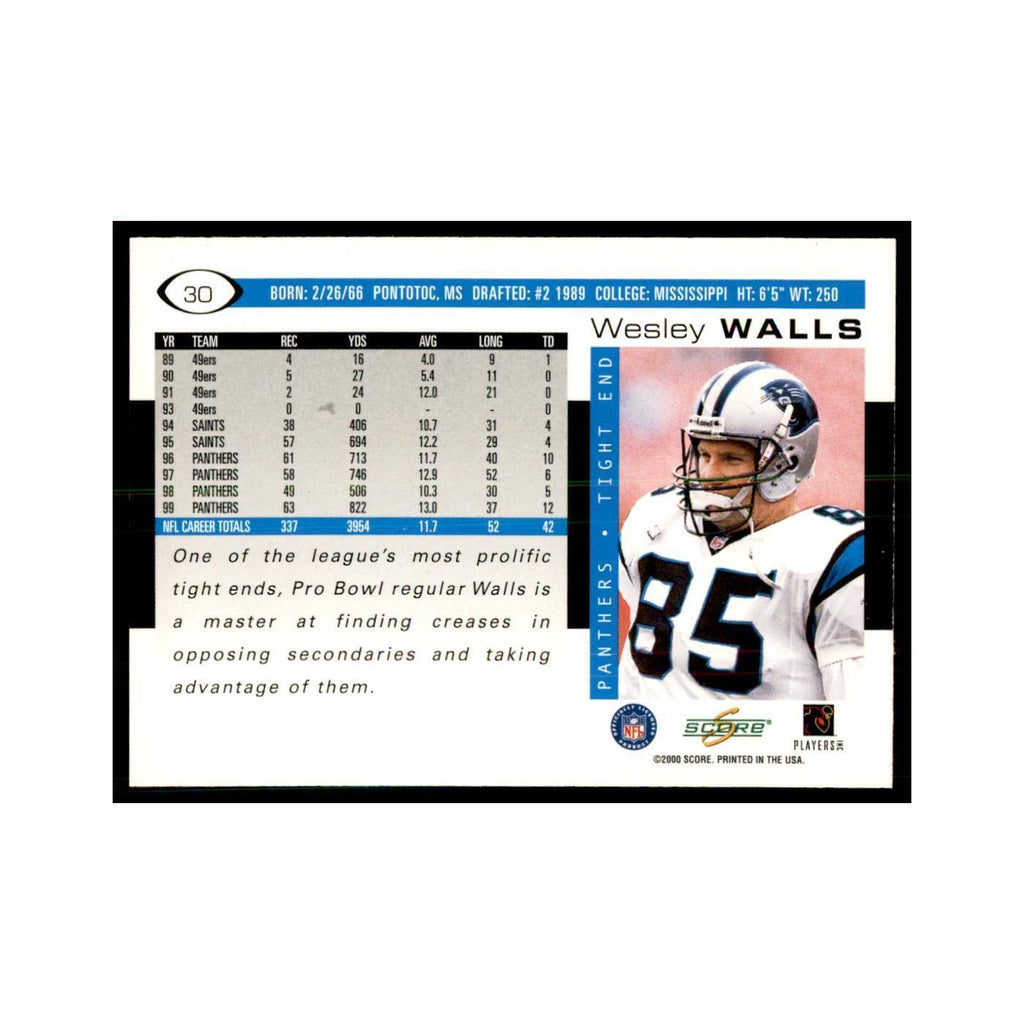 Wesley Walls 2000 Score #30 Football Cards Football Card NM