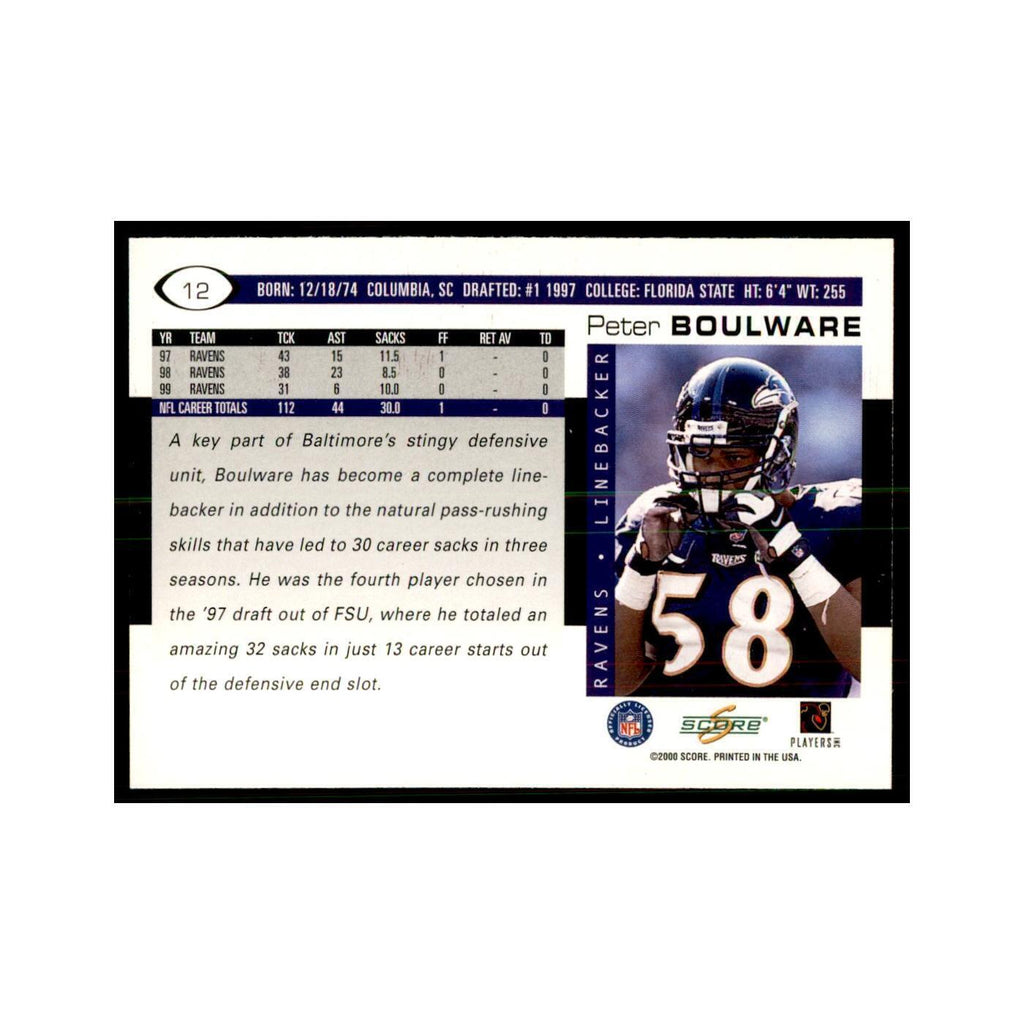 Peter Boulware 2000 Score #12 Football Cards Football Card NM