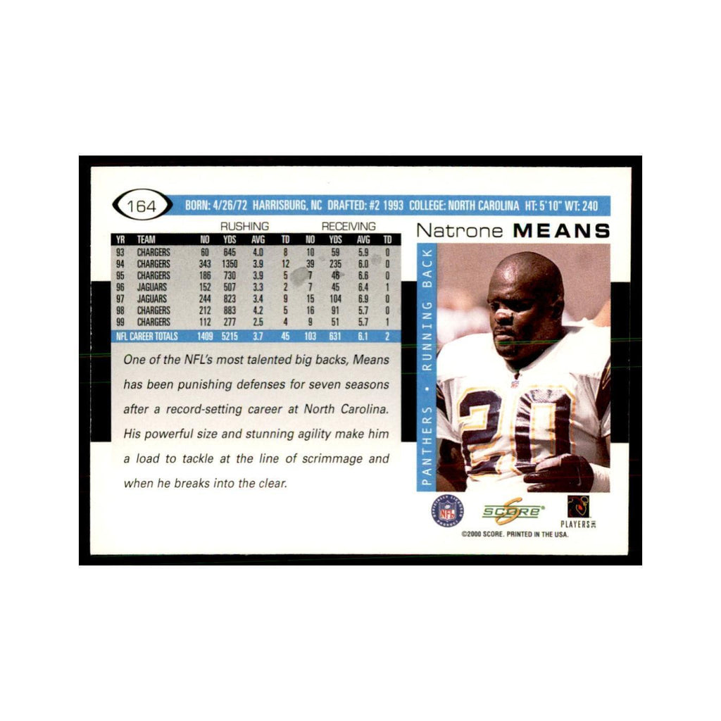 Natrone Means 2000 Score #164 Football Cards Football Card NM