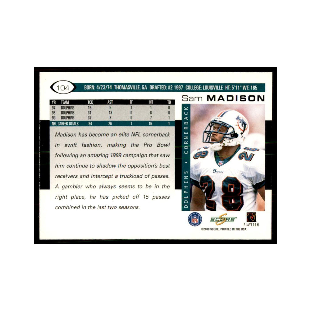 Sam Madison 2000 Score #104 Football Cards Football Card NM