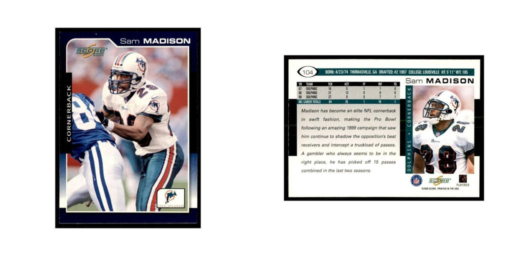 Sam Madison 2000 Score #104 Football Cards Football Card NM