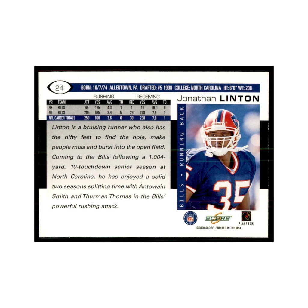 Jonathan Linton 2000 Score #24 Football Cards Football Card NM