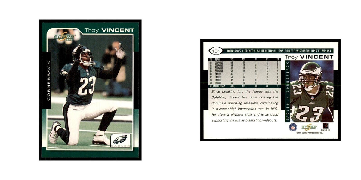 Troy Vincent 2000 Score #154 Football Cards Football Card NM