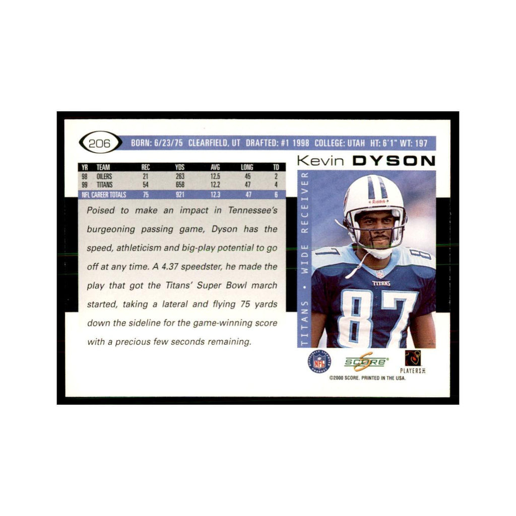 Kevin Dyson 2000 Score #206 Football Cards Football Card NM