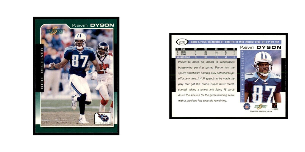 Kevin Dyson 2000 Score #206 Football Cards Football Card NM