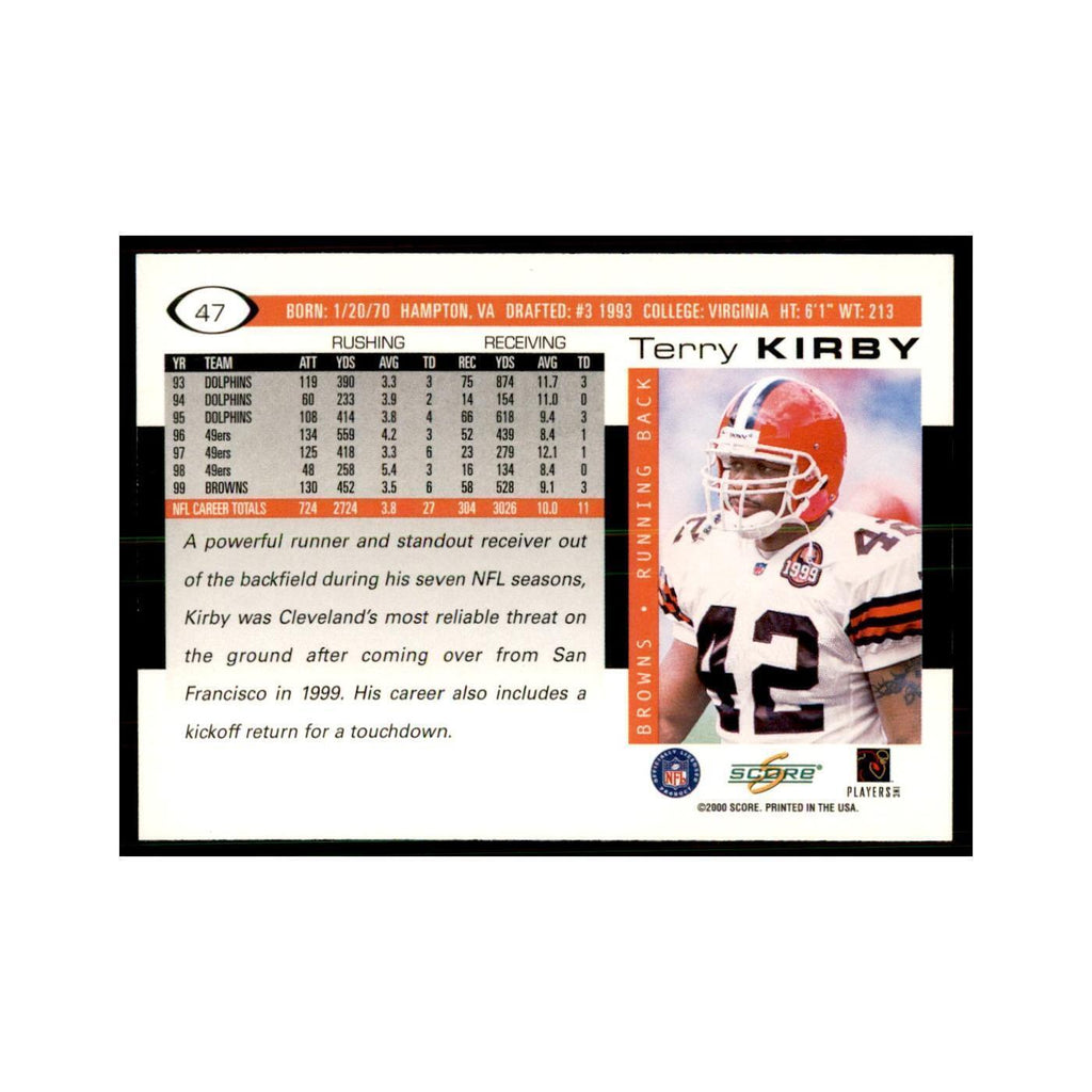 Terry Kirby 2000 Score #47 Football Cards Football Card NM